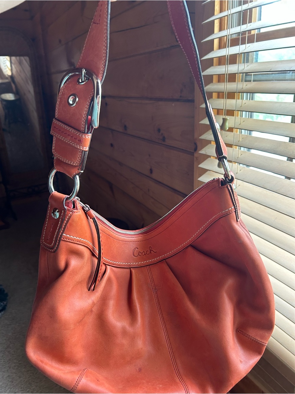 Coach Burnt Orange Leather Shoulder Hobo